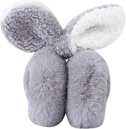 BIENKA Bowknot Folding Earmuffs Winter Ear Protection Plush Cartoon Ear Warming Electric Earmuff Case Earmuffs (Color : Grey, Size : One Size)