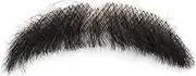 Fake Mustache Human Hair Realistic Beard 3.15'' Sparrow Fake Beard Goatee Invisible Facial Hair Lace for Halloween Funny Cosplay Costume Black Facial Realistic Mustache