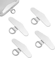 XIHIRCD 4pcs Phone Tether Tags, 1.89x0.91in Metal Cell Phone Lanyard Patch Silver Phone Strap Tether Tabs Stainless Steel Phone Lanyard Pad for Mobile Phones Most Smartphones, Silver