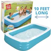 Play Day Inflatable 10 Foot Rectangular Family Swimming Kiddie Pool Brand New