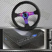 NRG 350MM 3" Deep Dish Steering Wheel Black Leather Neo Chrome RST-018R-MCBS