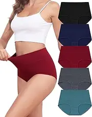 [Aijolen] Women's Cotton High Waist Briefs Breathable Panties Stretch Hipster Soft Women Underwear Pack of 5