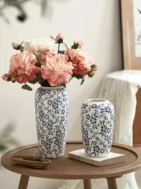 在飛比找樂天市場購物網優惠-新中式高級感青花瓷復古花瓶陶瓷創意插花花器客廳玄關裝飾品擺件