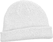 [PACKOVE] High Visibility Reflective Beanie Hat for Winter Sports Insulated Knit Cap for Running Cycling Hiking Safety Reflective Threads for Night Awareness Outdoor Versatile Warm Hat White