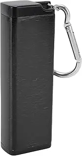 Metal Storage Container, Portable Well Sealing Sealed Container Lightweight with Whistle Lanyard for Camping (Black)