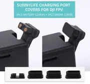 Sunnylife 4 pcs Battery Charging Port Protector Cover for DJI FPV Drone
