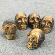 10pcs Natural Tiger Eye Quartz Skull Hand Carved Stone Skeleton Healing Reiki