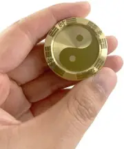 Solid Brass Fidget Slider Clicker Lucky Coin Tai Chi Haptic Toy for Adult
