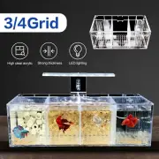 Grid Acrylic Tank for Fighter Betta Fighting Fish LED Light w/ USB Water Pump AU