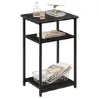 Small Side Table 3-Tier Black End Tables Living Room Bedroom Home Office Narr...