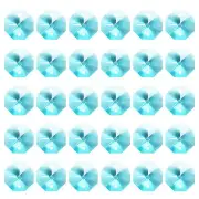 60 Pack K9 Crystal Octagon Beads 2 Holes 14mm Chandelier Prisms Clear Blue