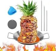 Vertical Spit for Oven, Al Pastor Skewer for Grill, Vertical Skewer Pan for Oven, Vertical Rotisserie,BBQ Vertical Pan Gyro Spit Shawarma Stand for Grill for Stainless Steel (A Set)