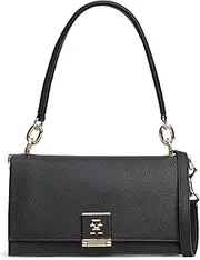 [Tommy Hilfiger] Leather Shoulder Bag with Removable Crossbody Strap