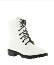Girl's Stuart Weitzman Luge Lexy Cap Toe Bootie, Size 2 M - white patent leather