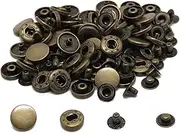 BetterJonny 30 Sets Heavy Duty Snap Fasteners, 15mm Antique Brass Poppers Press Stud Rivet for Leather Craft Sewing Clothing