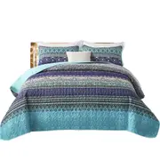 Floral Checked Quilted Bedspread Set Coverlet Throw Rug Pattern Two