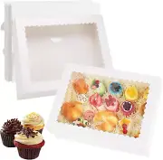 10 Sets Heavy Duty Half Sheet Cake Boxes with Lids Large 19X14X4" Rectangle Pie