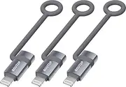 [BOUTOP] 2023 [Apple MFi Certified] 36W USB C to Lightning Adapter for Fast Charging Compatible with iPhone, iPad - [3 Pack, Light Grey]