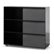 Winford Inter-layered Black Storage Cabinet - Grey Doors