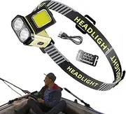 Head Lamp, USB Rechargeable Headlight 8x8x8cm, Bright Waterproof LED Torch, Adjustable Strap Design, Portable Illumination for Hiking, Fishing, Running, Outdoor Travel