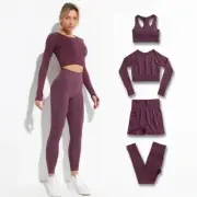 2pcs Seamless Hyperflex Long Sleeve Crop Top High Waist Leggings
