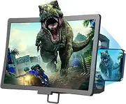 Magnifying Glass,12" Cell Phone with Bluetooth Speaker Newest Version, Mobile Projector HD Blu- ray Large Screen Amplifier with Folding Phone Stand Holder- Reading Eye Protection
