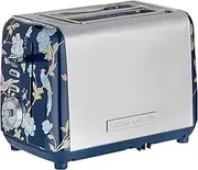 VQ Laura Ashley Elvenden Multi-Functional 2 Slice Toaster with Adjustable Heating and Defrost Mode, Blue/Silver