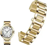 [WEIHUAD] Stainless Steel Lug End Watchband For Cartier Ballon Bleu Series 20 * 12mm 18 * 11mm 14 * 8mm W6920046 Straps Women Men Bracelet(14-8mm,Gold)