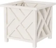 Lattice Design Planter Box - 14.75-Inch-Square Decorative Outdoor Flower or Plan