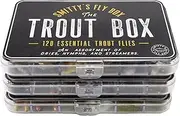 Smitty's Fly Box | Trout Box | 120 Essential Trout Flies | Assortment of Dry Flies, Nymphs, Euro Nymphs, Stimulators, Wooly Buggers and Streamers for Fly Fishing |