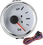 Qiilu Boat Trim Gauge, Marine Trim Gauge 2" Trim Gauge UP-DN Boat Gauges Set 0-190ohm Signal Trim Tilt Indicator Red Backlight (White Dial Silver Frame)