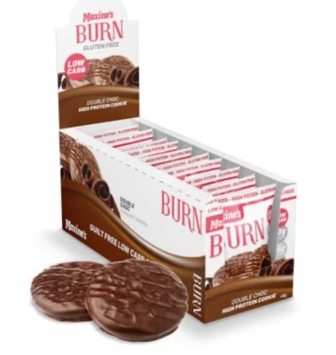 MAXINE'S BURN PROTEIN COOKIE X 12 - GLUTEN FREE - HIGH PROTEIN BARS -LOW CARB