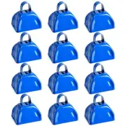 12 Pack Metal Cow Bells for Football Games, Blue Noise Makers, 3 x 2.8 x 2.5 in