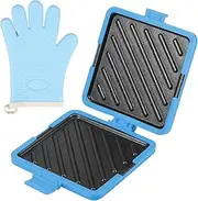Microwave Toastie Sandwich Maker, Micro Munchy Microwave Toastie Maker with Gloves, Quick Cooking Microwavable Toastie Maker, Microwave Panini Maker for Toast Making Waffle Making (Blue)