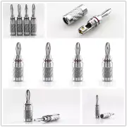 8PCS Rhodium Plated Banana Plug Carbon Fiber Audio Speaker Cable Interconnect