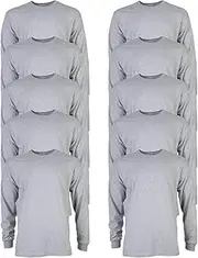 [PriceDumb] 10 Pack Mens Cotton Crew Neck Long Sleeve Blank Plain Basic T-Shirt Tee Top Bulk Classic Regular Fit