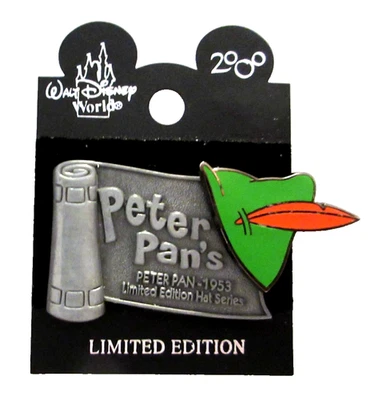 WDW 2001 PETER PAN CHARACTERS HAT SERIES PEWTER SCROLL PIN - LE OF 1500 - #3804