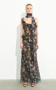 [SIEDRÉS] Monica Ruffled Chiffon Maxi Dress