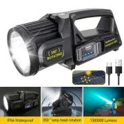 Powerful LED Flashlight Spotlight Solar Camping Lamp USB Rechargeable Work Light
