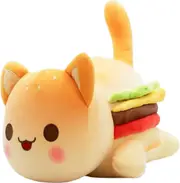 Stuffed Cat Animals Aphmau Meemeows Cat Soft Toys, Cat Meow Meow Soft Plush Donut Hamburger Cat Plush Doll (Hamburger Cat , 9.84 inches)