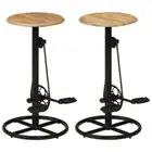 2 Pcs Bar Chair Stools Solid Mango Wood Decorative Industrial Style Barstool