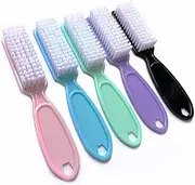 5 Pcs Nail Art Dust Clean Brush, Plastic Long Handle Fingernail Cleaning Scrubbing Brushes, Nail Cleaning Brushes for Home & Salon Use (White)