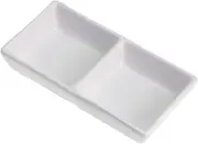 Kichvoe Divided Ceramic Dish 2 Compartment Appetizer Plates Soy Dipping Sauce Dishes Charcuterie Bowls Snack Platter for Soy Vinegar Ketchup BBQ Sauce Side Dishes White