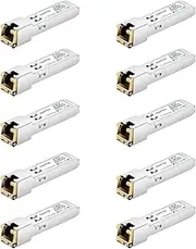 10Pcs 1000BASE-T Copper SFP Transceiver, SFP to RJ45, 1G Gigabit SFP-T Ethernet Module for Cisco GLC-T/SFP-GE-T, Ubiquiti UF-RJ45-1G, Meraki MA-SFP-1GB-TX, D-Link, Supermicro, Netgear