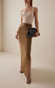 [Adam Lippes] Leto Belted Silk-Wool Maxi Skirt