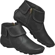 [Tatumaie] Ankle Boots for Women No Heel New Arch Support Boots Side Zipper Vintage Leather Damping Shoes Flat Heel Booties