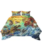 Cool Fantasy Fire vs Water Encountering Dragons Coverlet