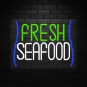 Fresh Seafood Neon Sign for Retail Displays | LED Flex Neon | 24"W x 18"H x 1"D