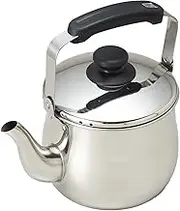 Pearl Metal H-2041 Wacoat Trading Kettle, Silver, Approx. Width 9.4 inches (240 cm), Depth 6.7 inches (170 cm), Height 9.4 inches (240 mm), Wide Mouth, 0.6 gal (2.5 L), Induction Compatible, Stainless