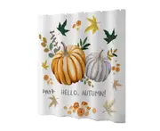 Shower Curtain Water Proof Single Printing Reusable Privacy Protection Bathing Curtain Autumn Decor Daily Use-C